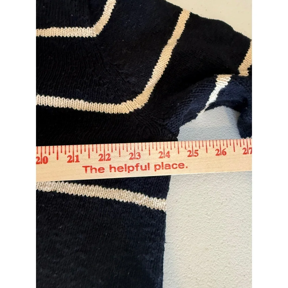 J Crew Navy Cream Striped Crew Neck Sweater XL‎ Classic Casual Nautical Preppy
